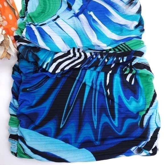 Arden B Blue Floral Strapless BodyCon Rouged Dress Sz X - Picture 3 of 10